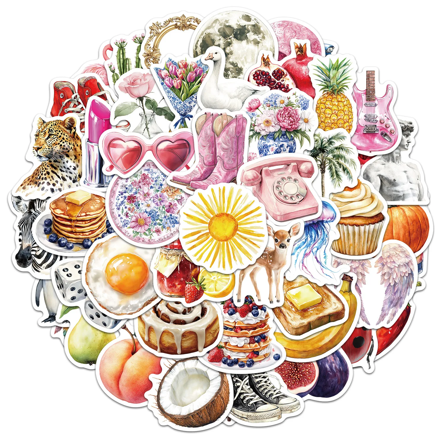 

50PCS Cartoon Aesthetic Stickers Creative Decoration Mobile Phone Case Notebook Water Cup Graffiti Waterproof Toys Gift Sticker