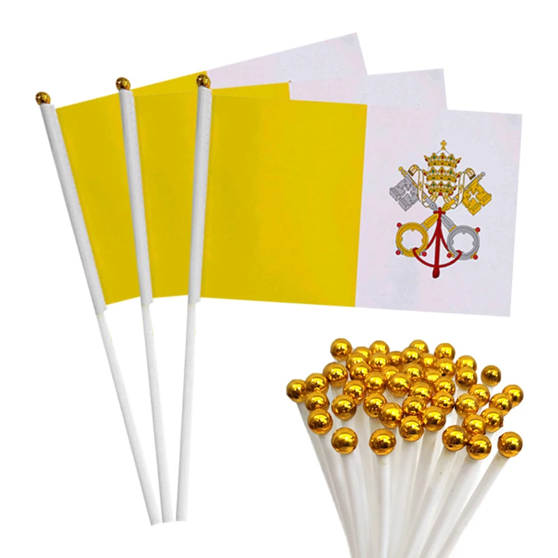 xvggdg  100pcs  14 * 21cm  vatican   hand flag Promotion Wholesale Small vatican  Hand Waving National Flag