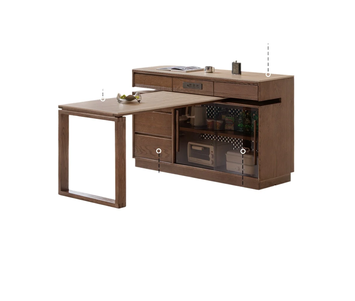 LMM solid wood island restaurant Italian light luxury household dining table integrated storage cabinet