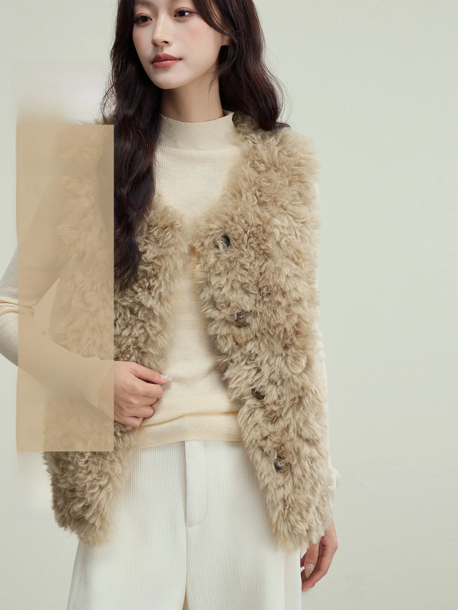 

Warm Brown Lamb Fur Vest Jaet Women's Autumn Winter Svel Top 2025 New Sle Commute Polyester Fiber Regular Length