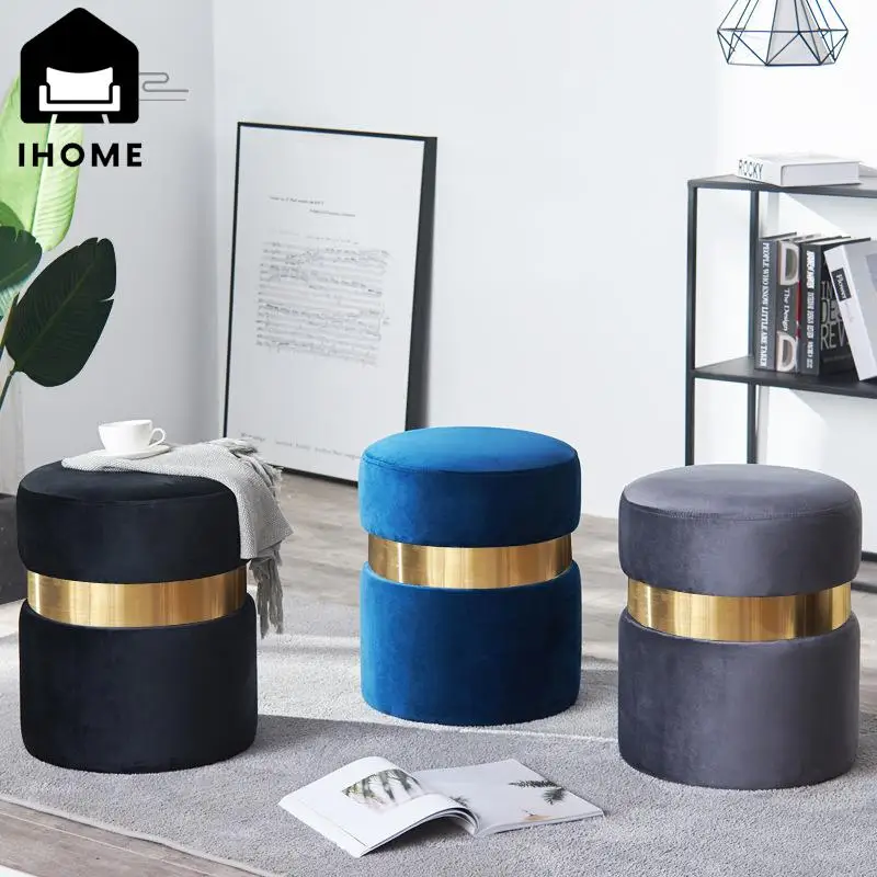 

Роскошная подставка для ног IHOME, круглый стул из ткани для дома, спальни, простой детский стул, необычный низкий стул 2024