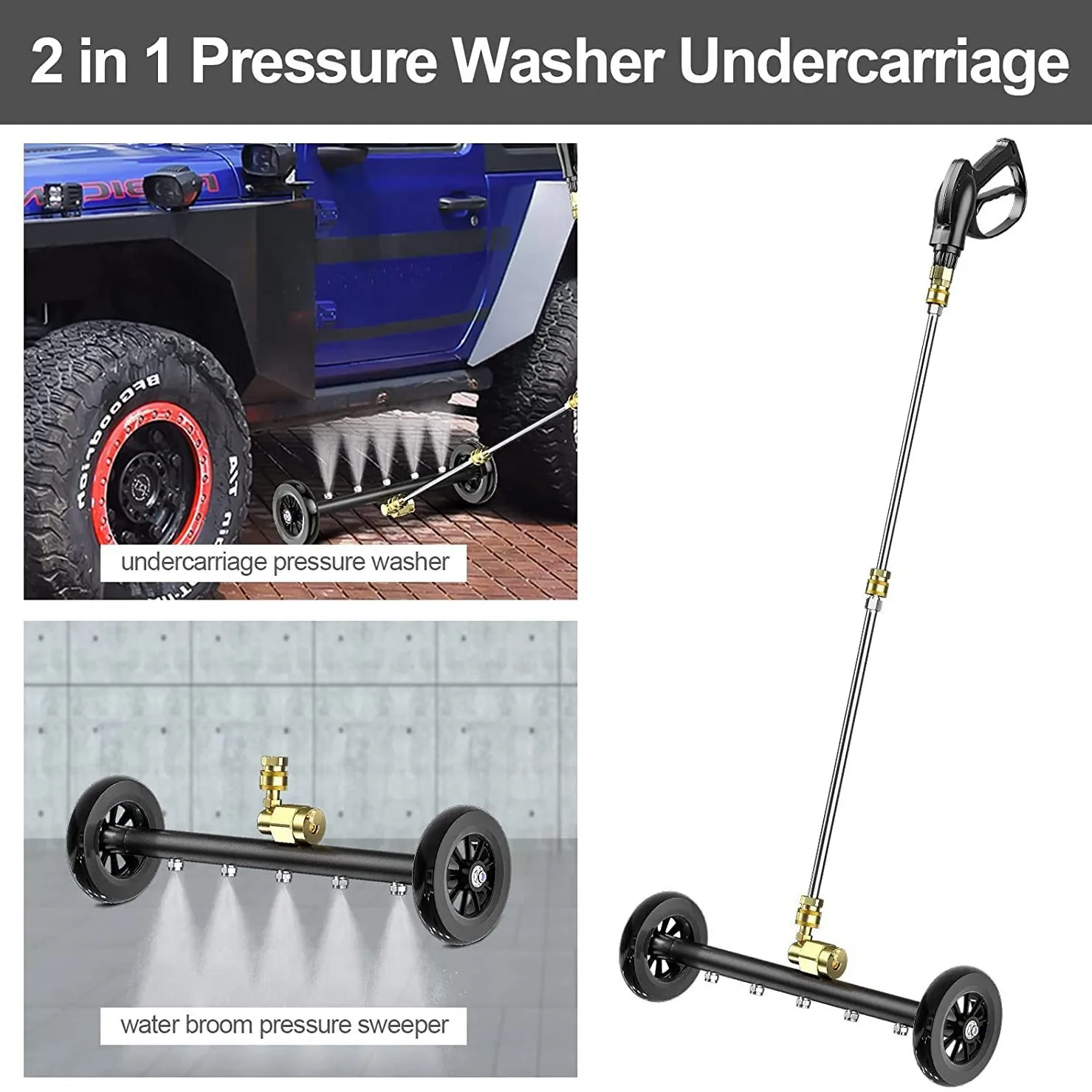 

Pressure Washer 1/4 Quick Connector Water Broom Under Car Chassis Floor Wash 4000 PSI Car Chassis High Pressure Washer