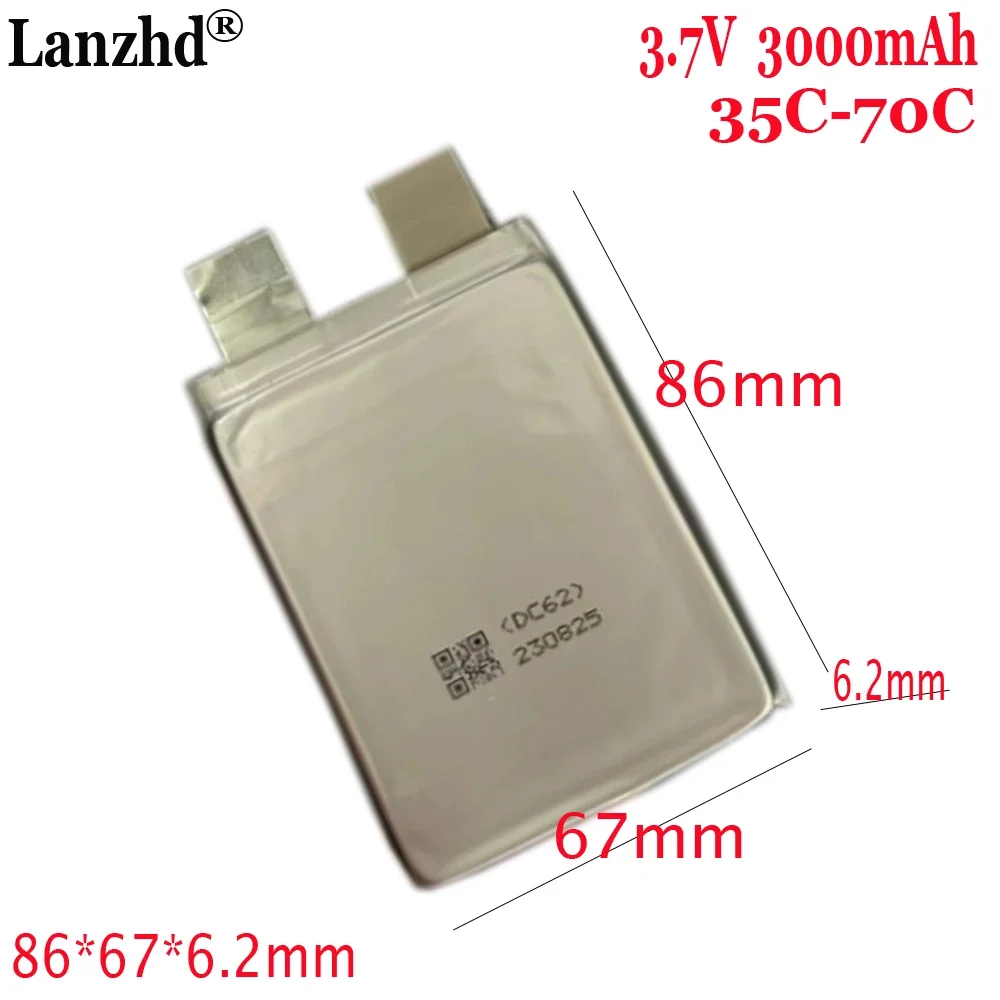 

1-20pcs 626786 35C 70C Li Battery 3000mAh Rechargeable battery 3.7V For Starting power supply automobile igniter battery