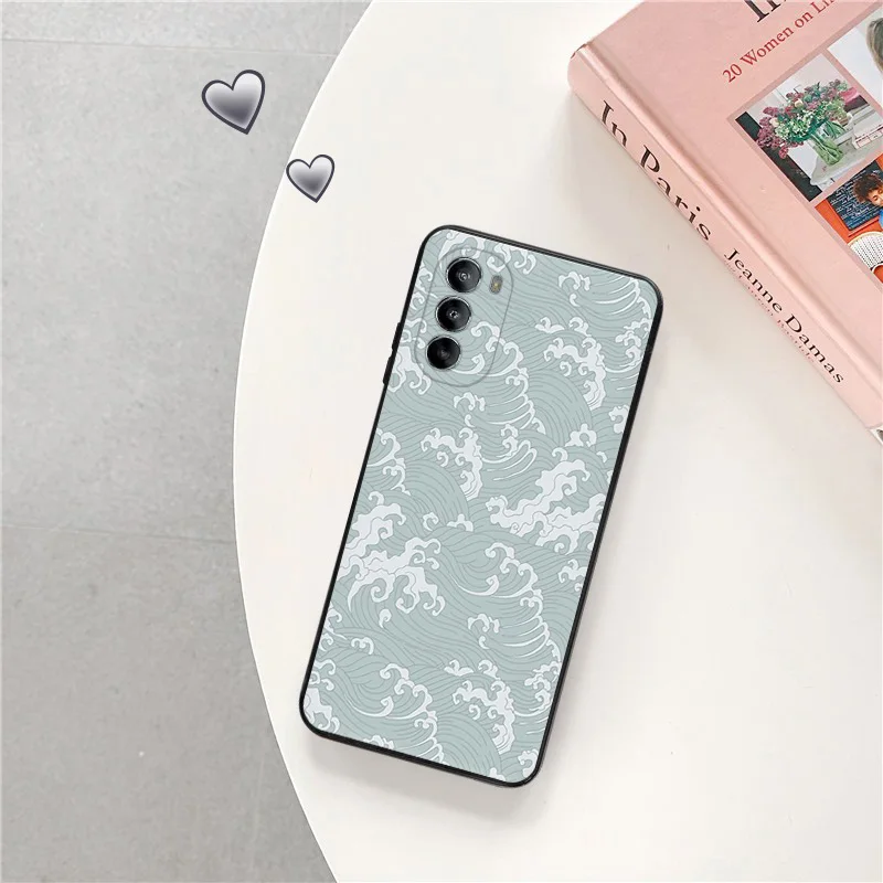 Silicone Black Phone Case for Motorola G72 G53 G73 G9 G50 G51 G60 G71 G22 G32 G52 The Great Wave off Kanagawa Edge30 20 40 Cover