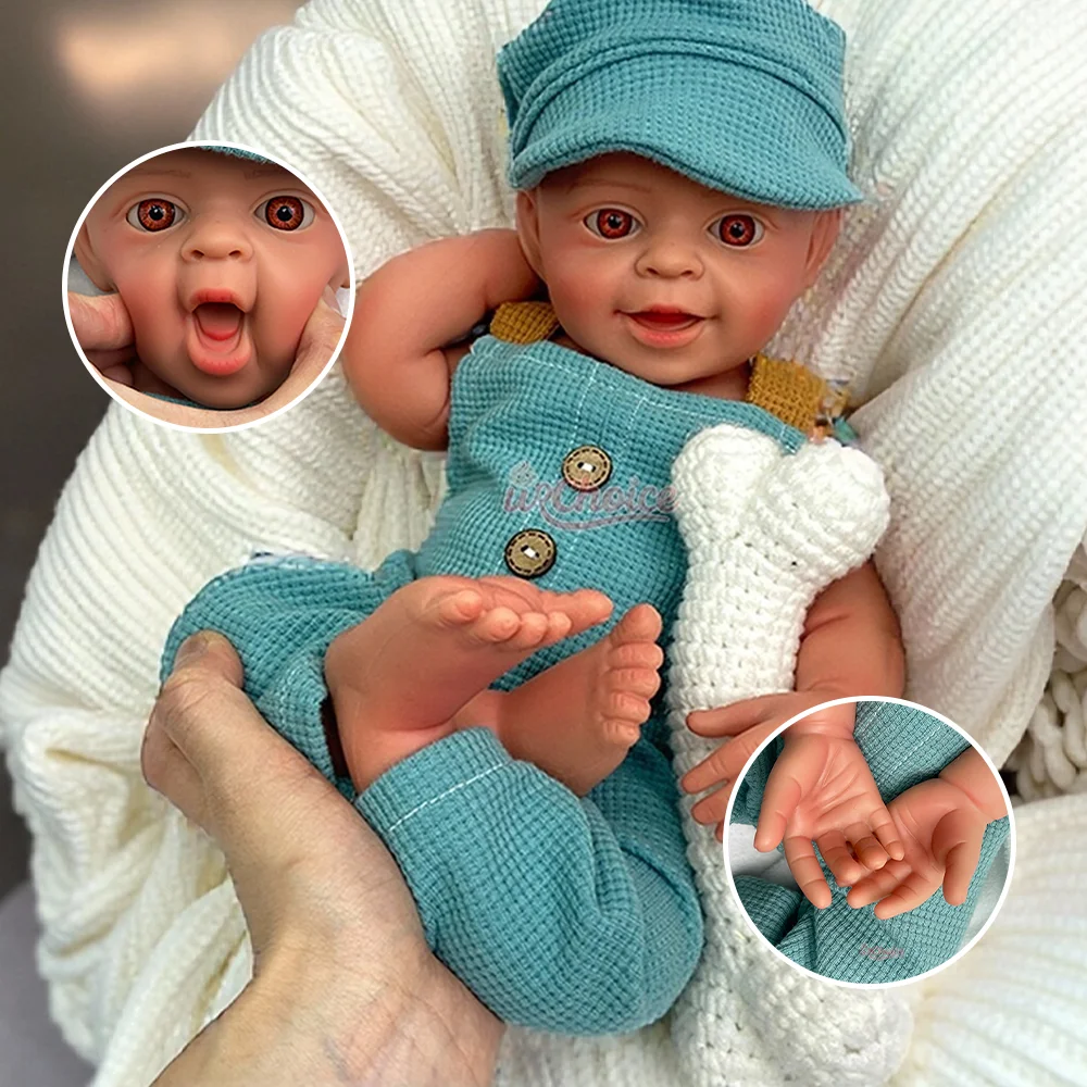 

18" Open Mouth Reborn Newborn Doll Soft Silicone Reborn Baby Boy Waterproof Realistic Rebirth Doll Christmas Gift For Dementia