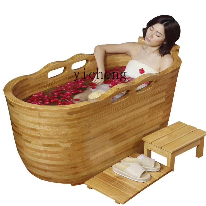 

Zk Oak Adult Thickened Full Body Bathtub Adult Bath Barrel Household Bath Wooden Bucket