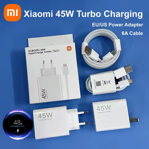 Original 45W Xiaomi Charger Turbo Charging Adapter EU US USB Type C Cable For Xiaomi Pad 7 Redmi Note 14 15 Pro POCO X7 M7 Pro