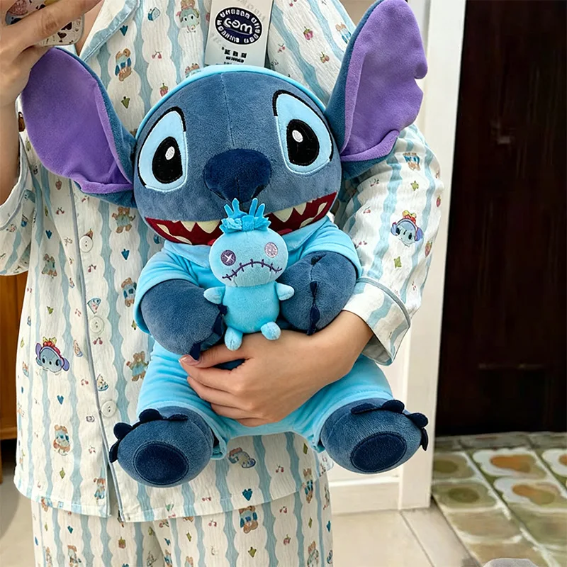 Disney Lilo & Stitch Scrump juguetes de peluche pijamas Kawaii Anime Plushie muñecas Stitch almohadas de peluche suaves regalos de navidad para niños