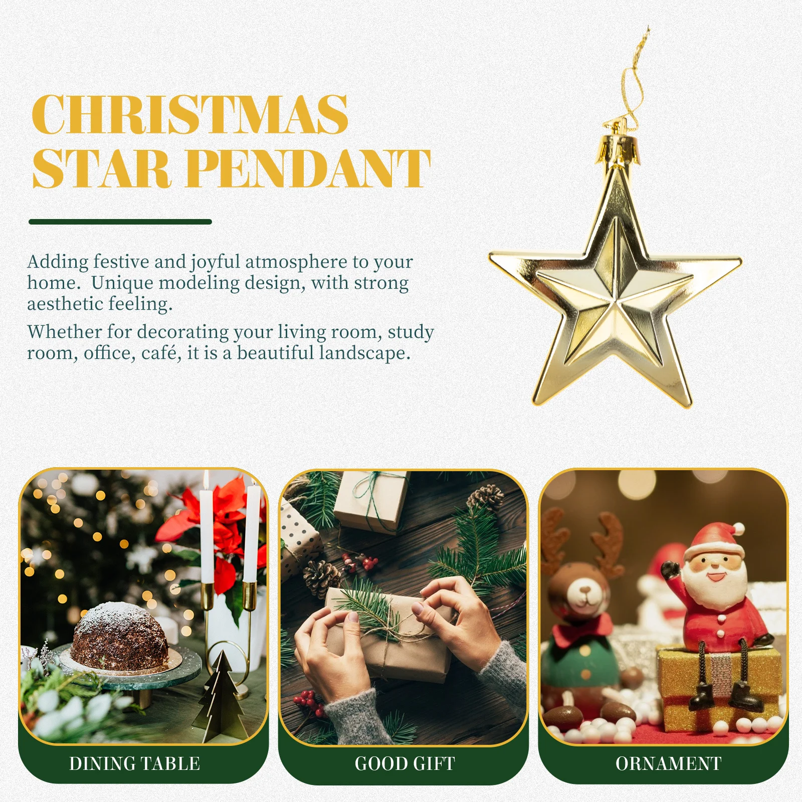 

12Pcs Xmas Star Pendants Christmas Tree Hanging Decor Delicate Design Festive Atmosphere Gift Xmas Star Pendants