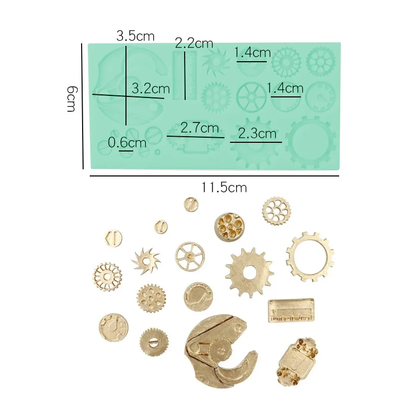 Steampunk Gear Clock Silicone Mold Machinery Industry Punk Fondant Cake Decorating Tools Chocolate Sugar DIY Baking Mould