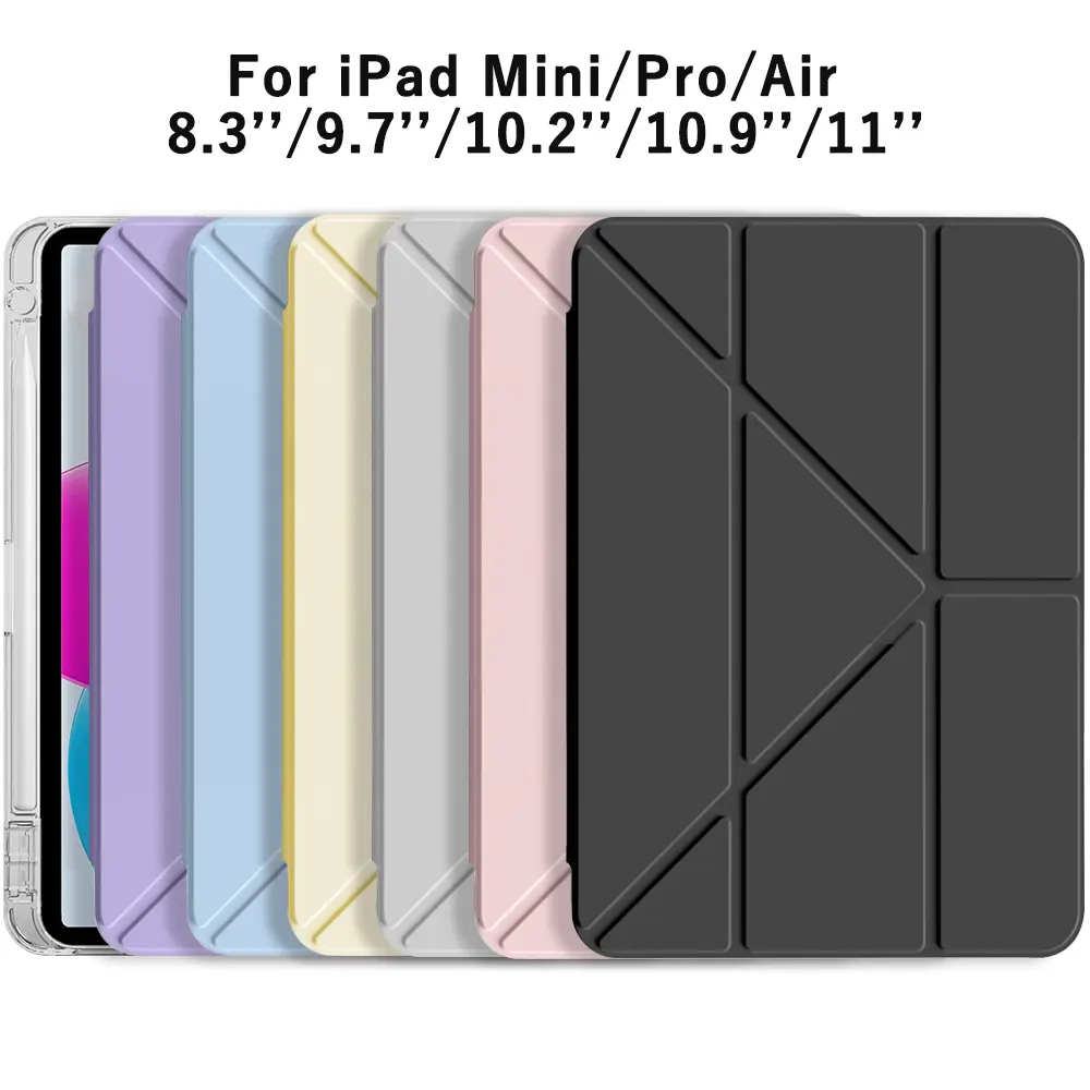 3 + y-fold flip capa transparente para ipad 10th 11th gen 2025 7/8/9 10.2 ''start case para air 4 5 6 7 11 para air 2 9.7 pro 11 mini 6 7