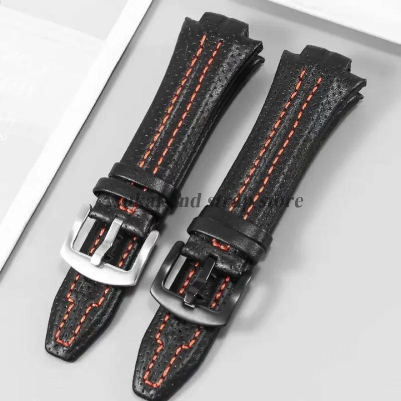 Cinturino per orologio in vera pelle nera 15mmx27mm per Seiko SNL017P1 SNL029P2 SNA595P2 SNL021P1 Braccialetti per orologi Accessori per orologi
