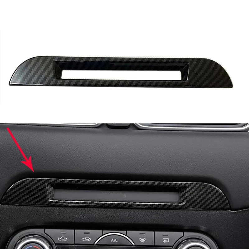 Carbon fiber look Car ABS Center Console Upper Stripe Cover Trim For Mazdas CX-5 CX5 2nd Gen 2017 2018