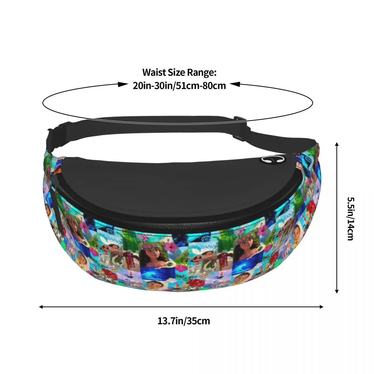 Custom Moana Wallpaper Fanny Pack Women Men Casual Crossbody Waist Bag for Hiking Phone Money Pouch