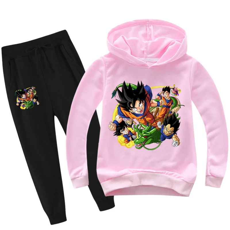 Dragon Ball Children's Clothing Anime Cartoon Series Hot-printed Sports Hoodie + Leggings Trousers Personalized Sweatshirt Set