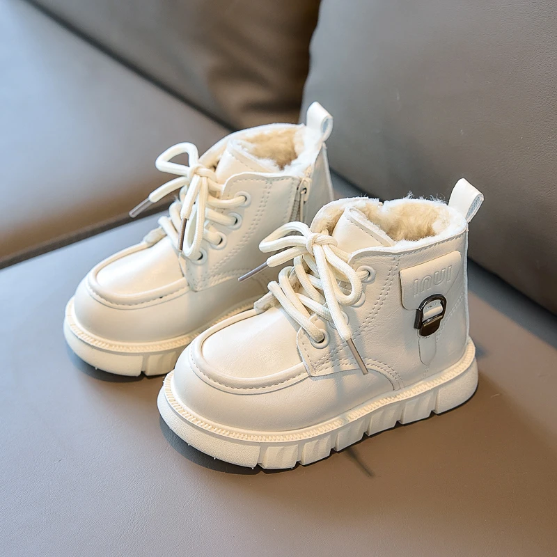 Baby Boys Girls Fleece Lined Riding Boots 2026 New Autumn Winter Kids Non-slip Warm Cotton Boots Thick Plush Short Boots