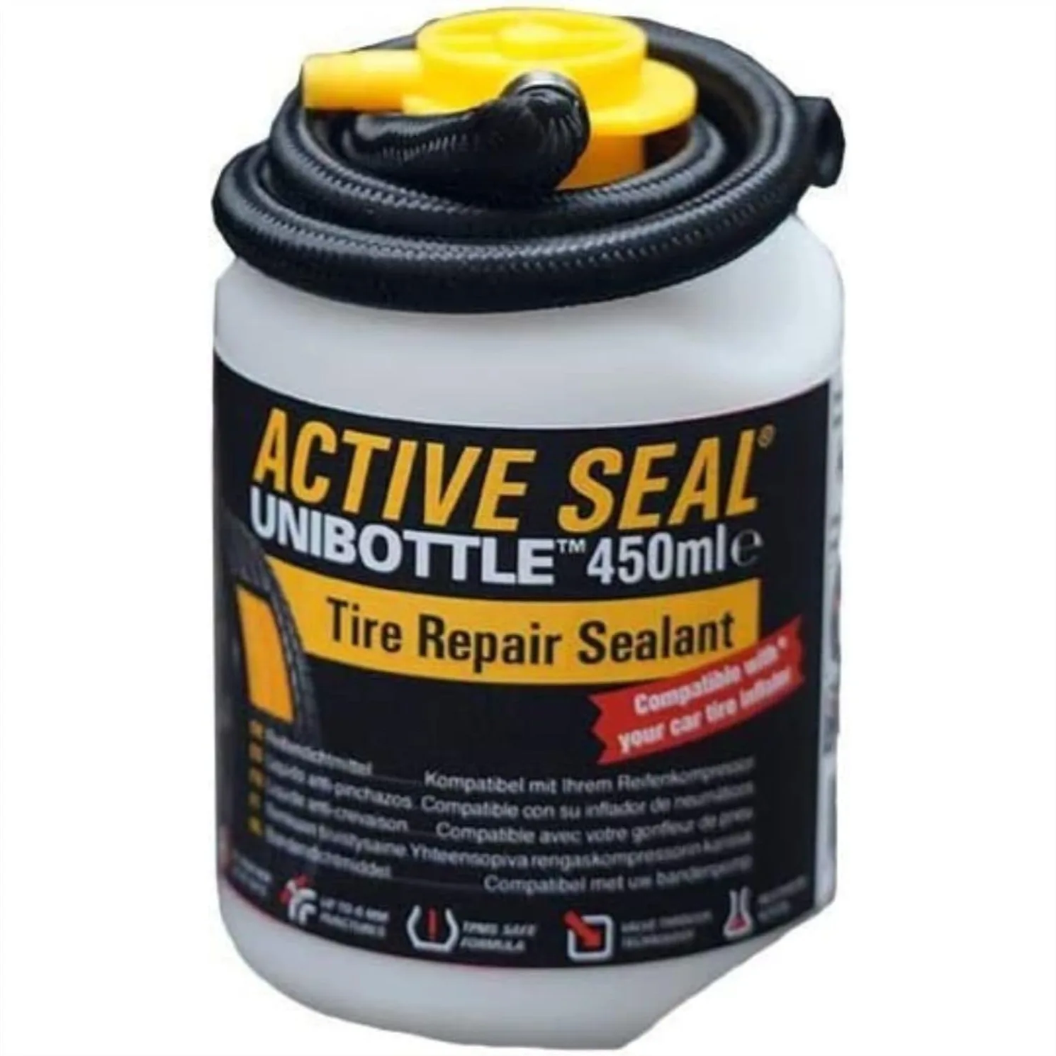 

Tire Repair Sealant 450ml UNIBOTTLE for Any Compressor, Seals Punctures Up to 6mm