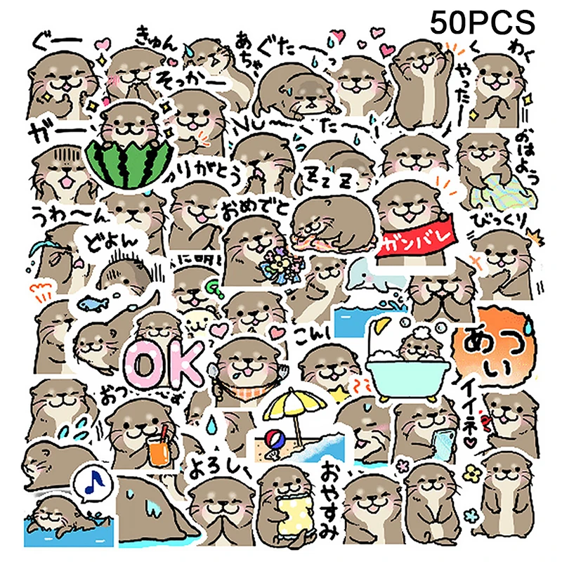 Little Otter Cartoon Stickers, Pacote de Expressão Animal Bonito, Ins Wind, Crianças Colar Materiais Decorativos, Conta Mão Kawaii