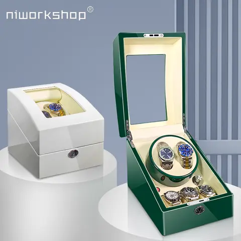 Niworks 자동 시계 와인더, 2 + 3 슬롯 시계 상자, 열쇠 잠금 해제, LED 조명, 조용한 모터 포함 시계 보관 케이스