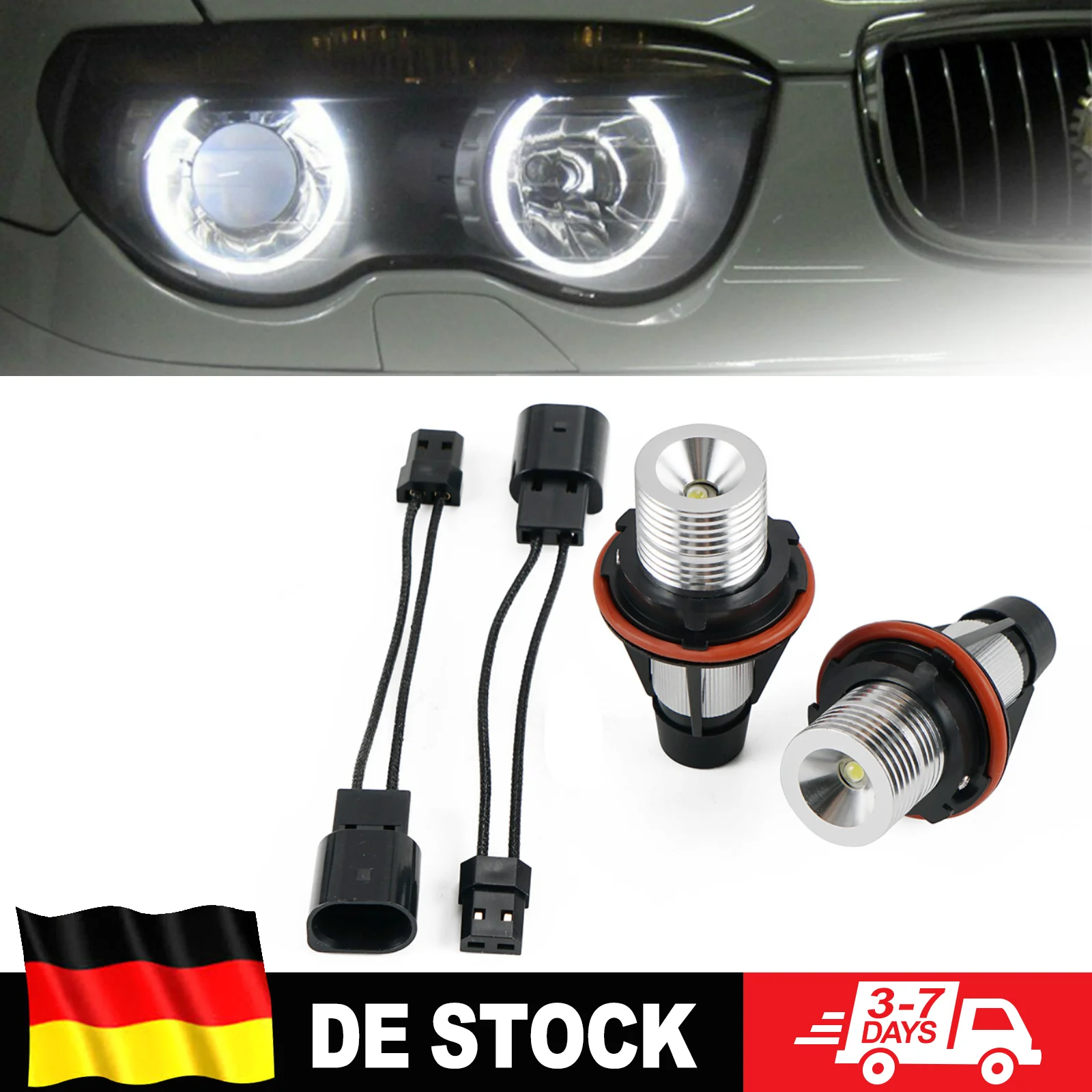 2 Pezzi Luci LED Angel Eyes Senza Errori, Anelli Luminosi Laterali 10W per BMW E39 E53 E60 E61 E83 E87 630Ci 645Ci 650i M6