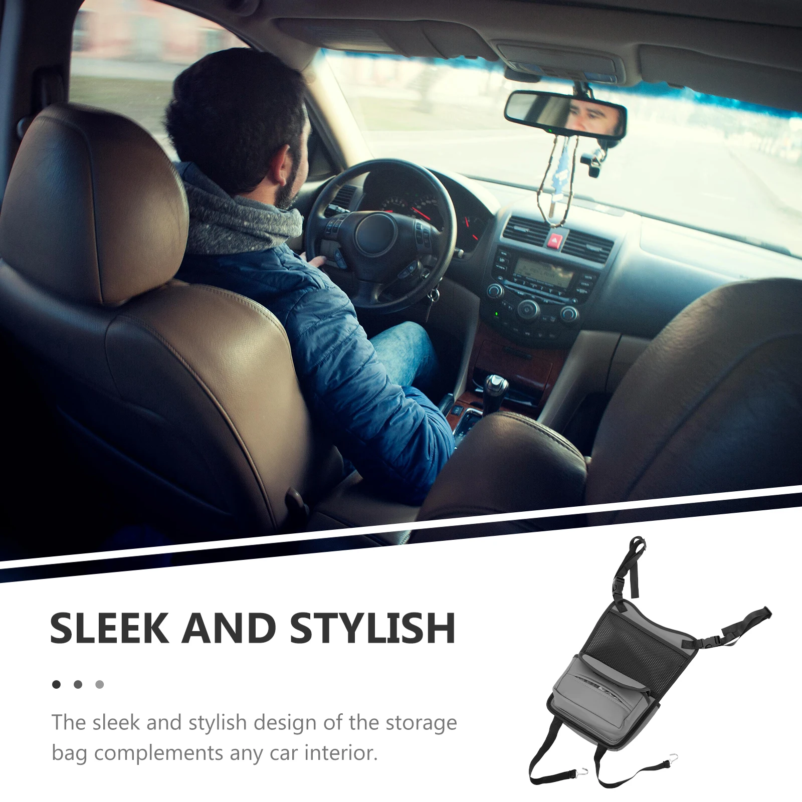 

Car Storage Organizer Between Seats Tissue Holder Multifunctional Backseat Purse Bag Holder Seat Net Pocket