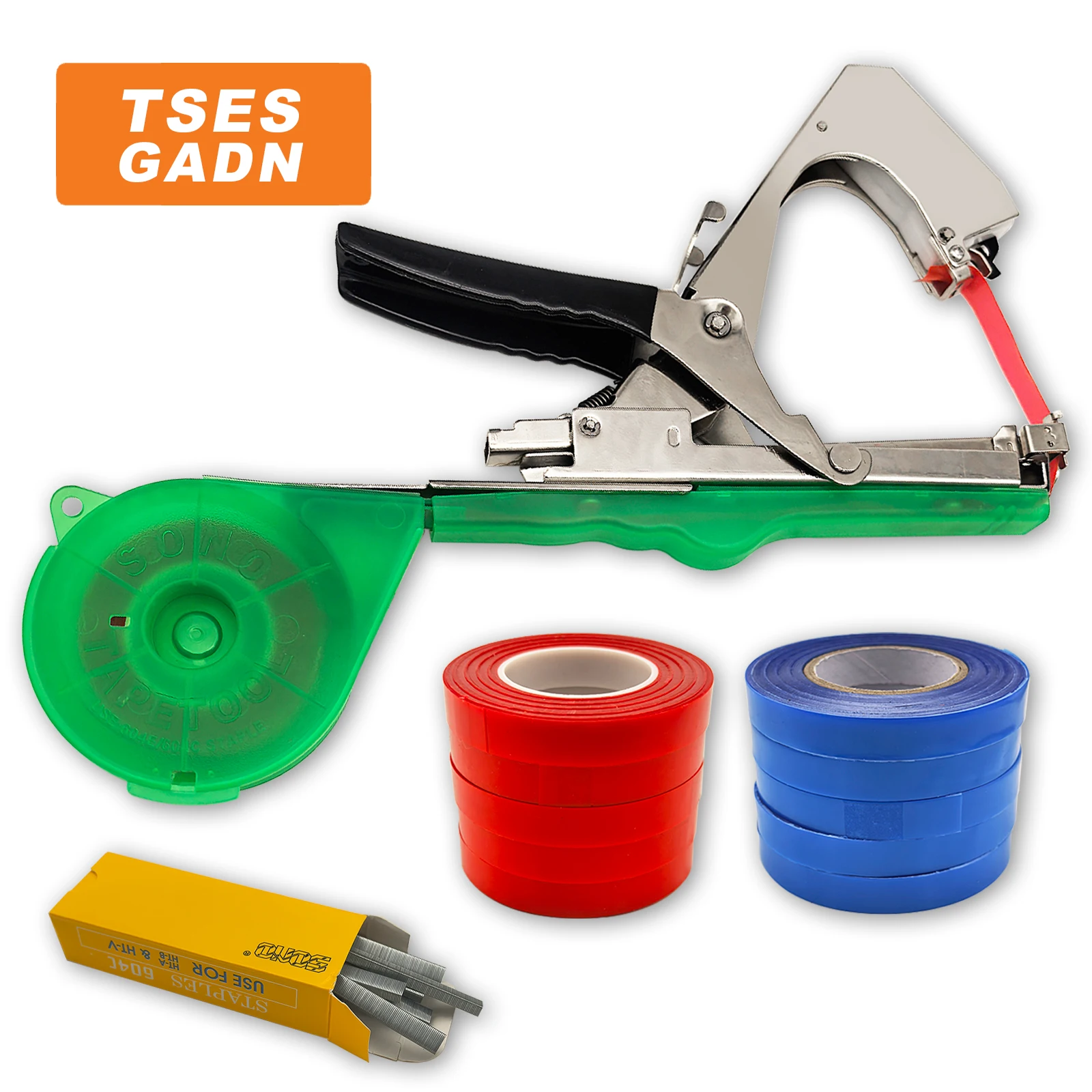 

Машина для подвязки растений TSES с 10 лентами и скобами, набор инструментов для подвязки растений, садовый инструмент для прививки