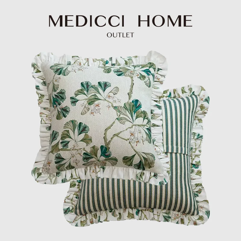 

Medicci Home Листья гинклы Цветочные декоративные наволочки Роскошная атмосфера Чувство гофрированная наволочка Французский ретро домашний декор