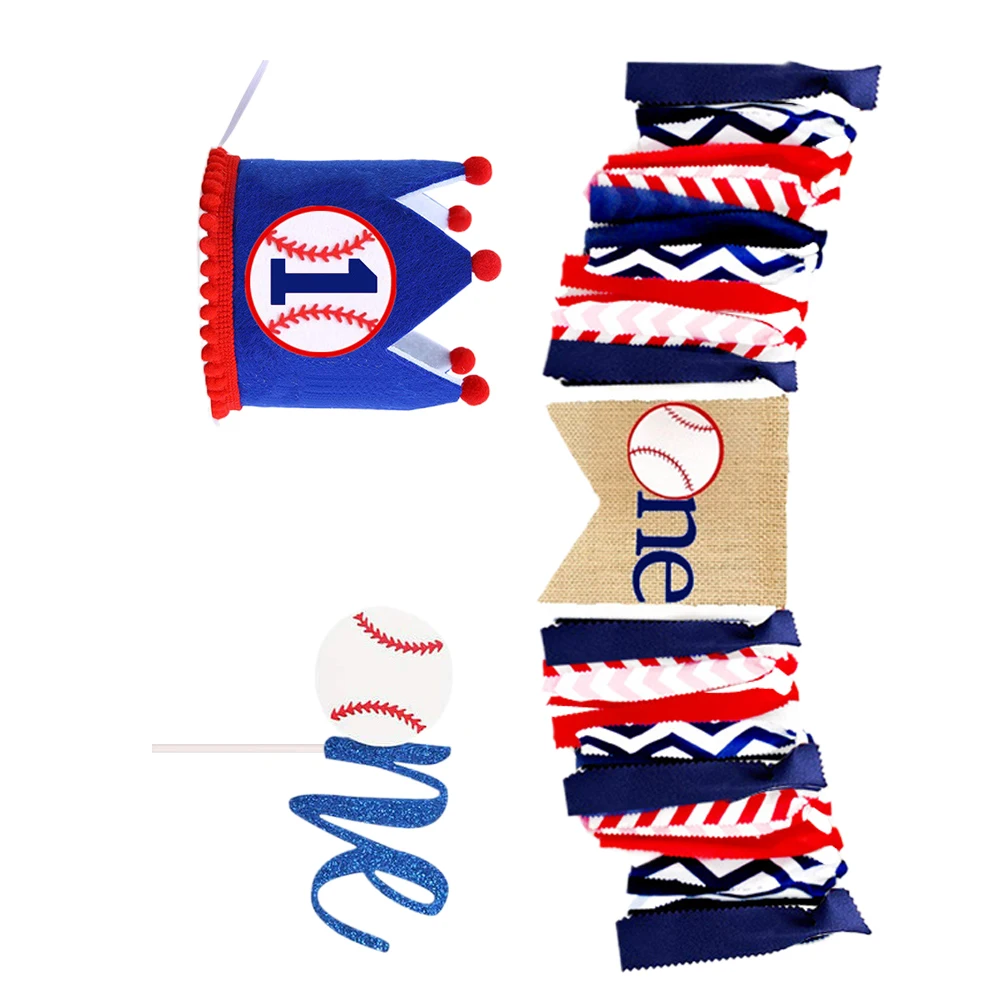 

3pcs Baseball Theme Cloth Garland For Birthday Party Shower Nursery Decor Hanging Banner Cake Table Wall Ceiling