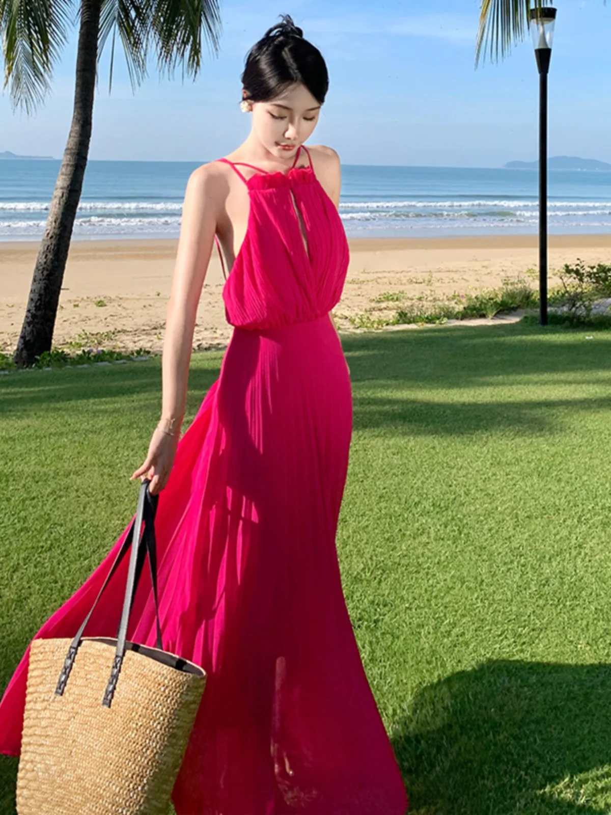 Hainan Sanya Holiday Beautiful Bal Strap Dr Donna Estate Yunnan Dali Aosphere Gonna lunga Ele Chic Sle Maxi Dr