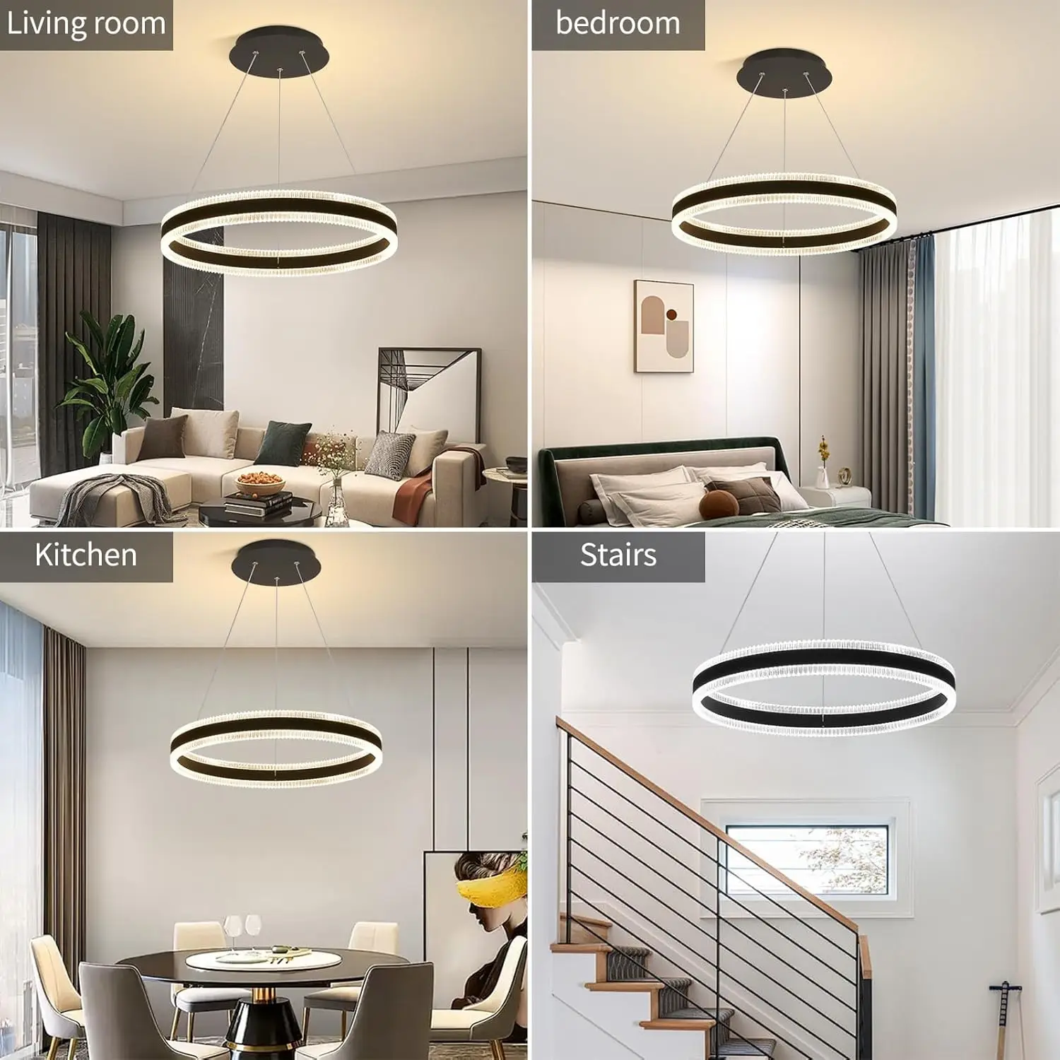 الحديثة حلقة LED الثريا عكس الضوء للطاولات الطعام غرفة المعيشة غرفة نوم المطبخ جزيرة قلادة مصباح ديكور المنزل Lusters تركيبات #6