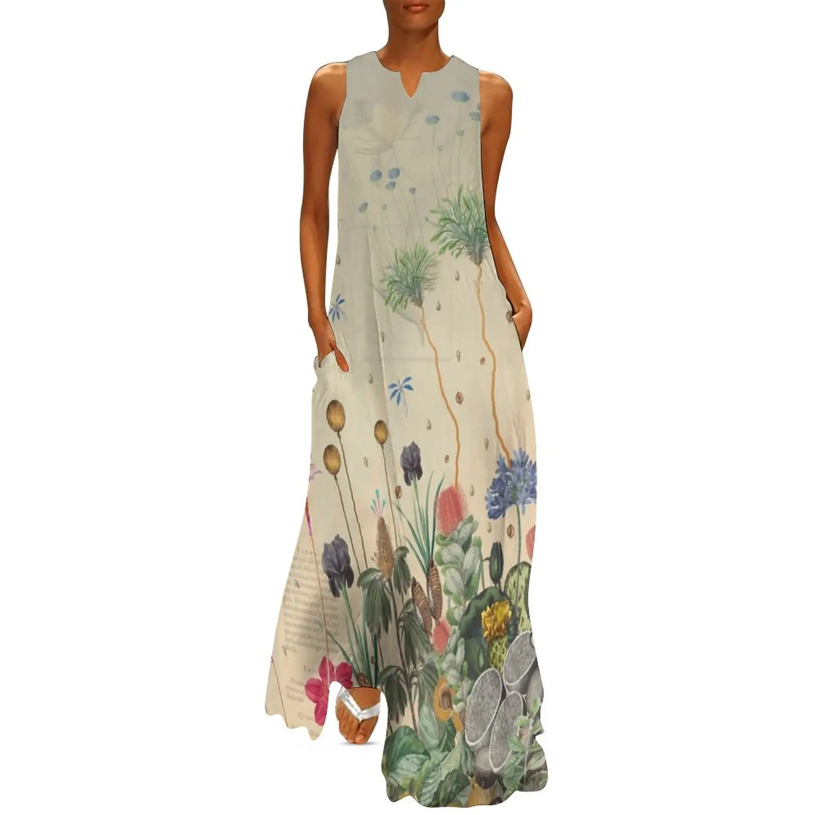 

FANTASTIC BOTANICAL Long Dress elegant dress Women's skirt Clothing female Clothing Dress