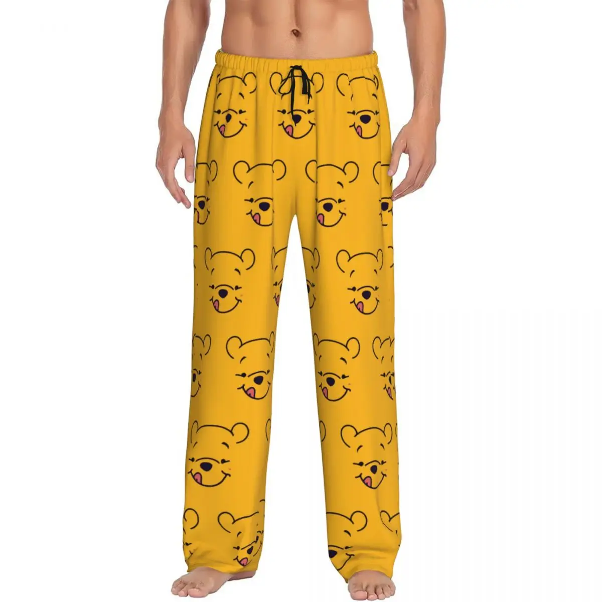 Custom Winnie The Pooh Pajama Pants Men Kawaii Lounge Sleep Stretch Sleepwear Bottoms with Pockets