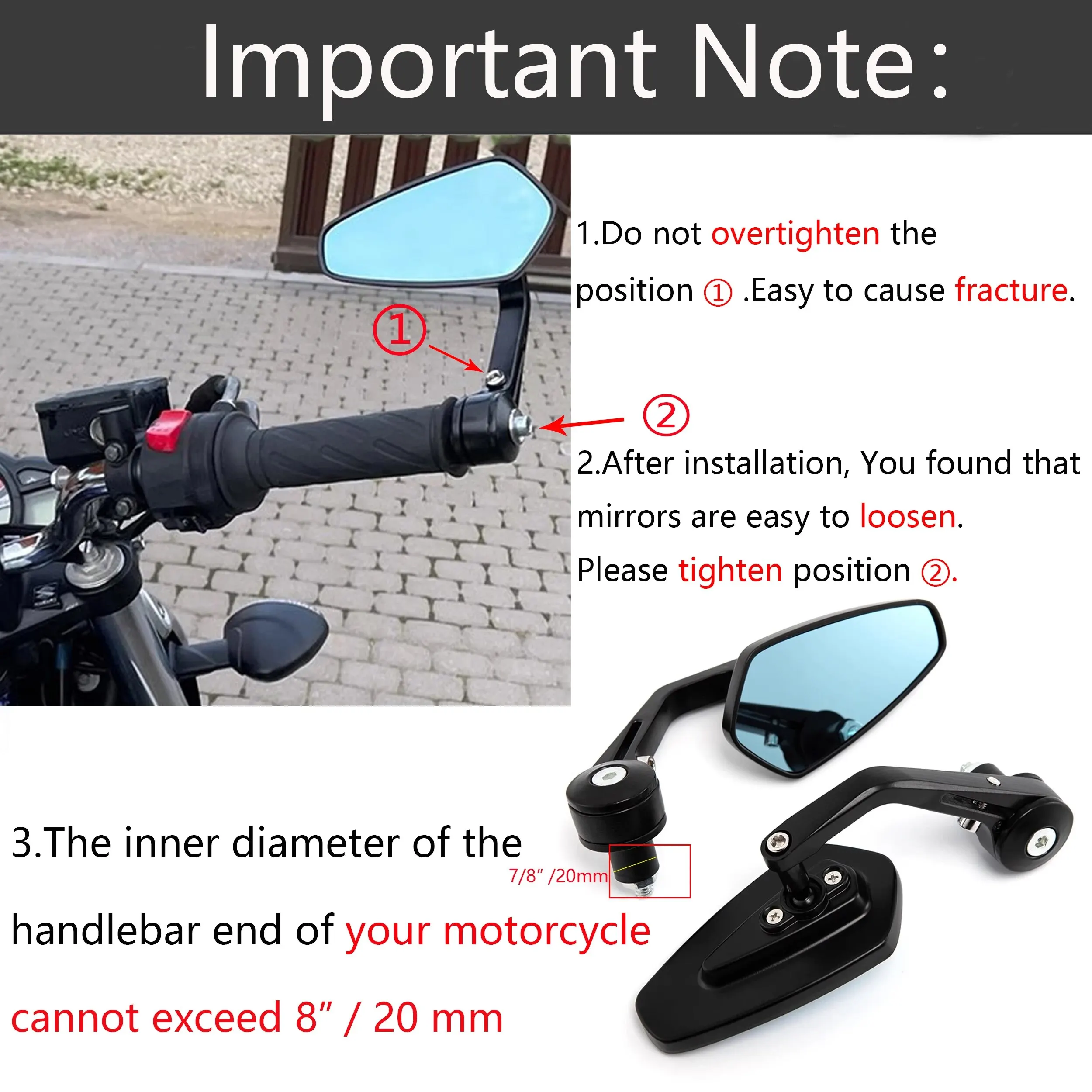 Motorcycle Rear View Mirrors Anti-Glare HD Motorbike Black Handlebar End Side Mirror for Scooters ATV Bike Motorcycles image 6