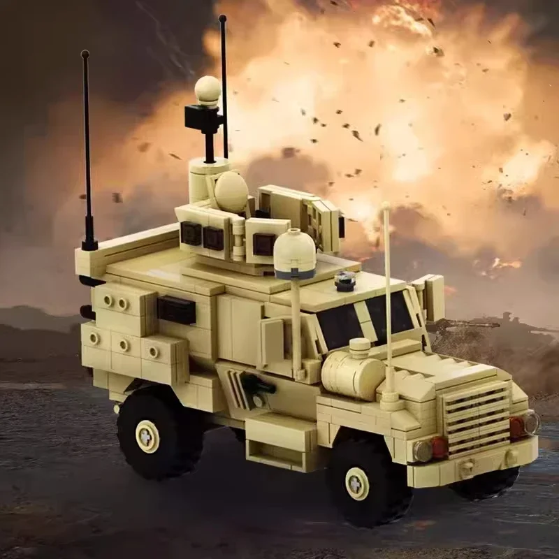 CLassic Military Vehicle Medium-Sized Tank Fighting Car Chariot Mine Resistant Ambush Protected Building Block Toy Birthday Gift