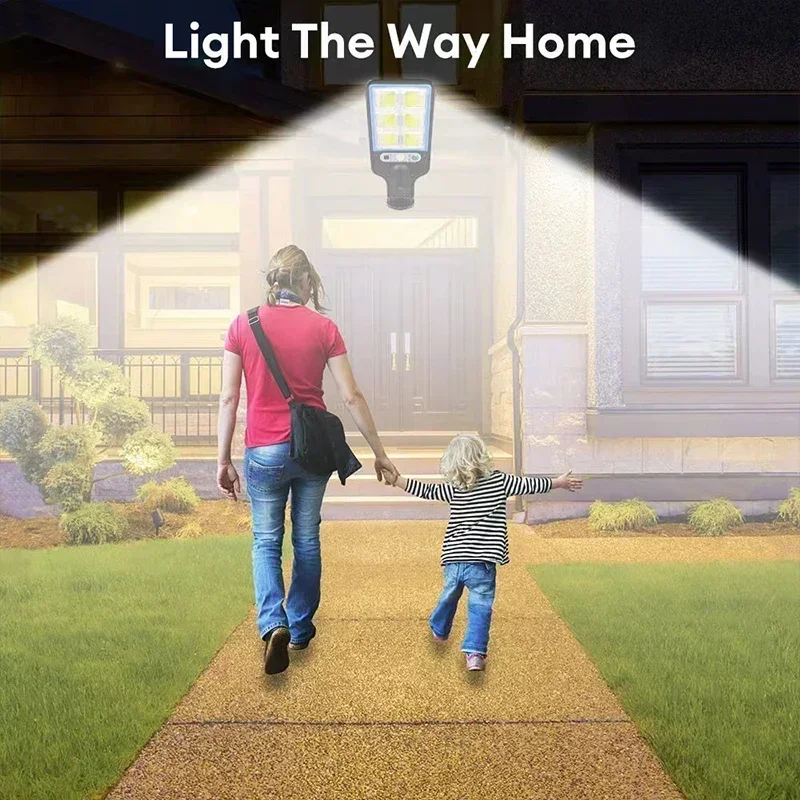 1/2Pack Solar LED Street Lights PIR Motion Sensor with Remote Control 3 Lighting Modes Outdoor Courtyard Garden Garage Lamp