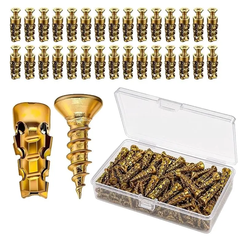 DTA4-Short Expansion Screw Set 100PCS For Cabinet For Cabinet Hinge Repair Thread Repair Screws For Tile Stone Wood