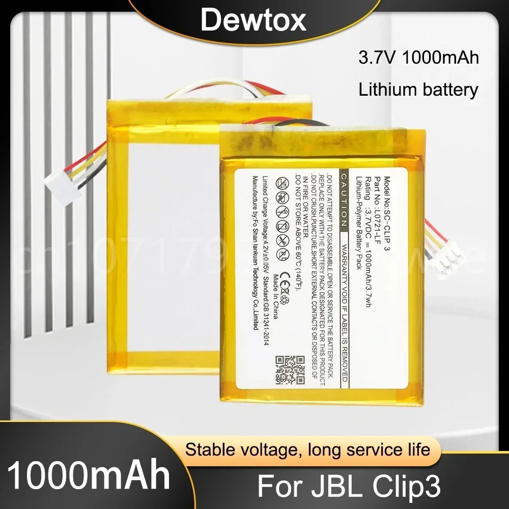 Сменный аккумулятор 1000 мАч 3,7 В для JBL Clip3 Clip 3 SAND L0721-LF, портативные аккумуляторы для Bluetooth-динамиков
