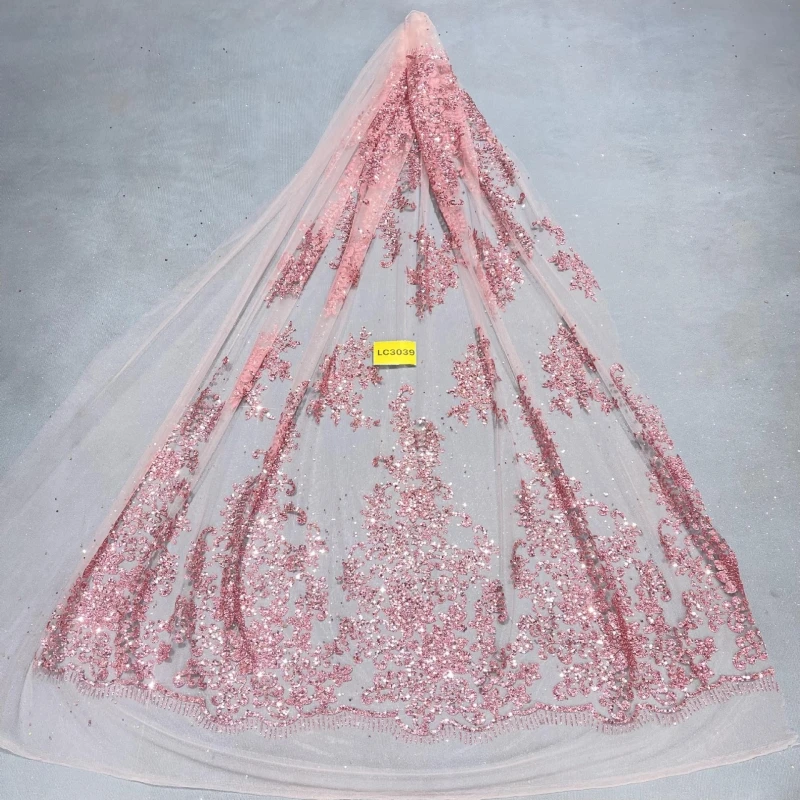 

2026 Горячая Распродажа: Модный Дизайн, Африканская Блестящая Ткань, Вышитое Сетчатое Кружево с Приклеенными Блестками и Пайетками для Свадебных или Вечерних Платьев