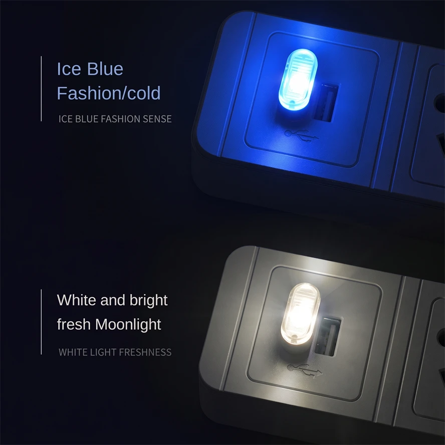 5PCS 1Set Portable USB LED Night Light  5V Polychrome Mini Car Light Auto Interior Atmosphere Light Notebook Computer Lighting