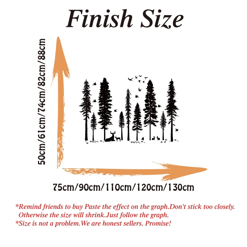 Large Pine Tree Bird Deer Wall Sticker Office Bedroom Forest Jungle Woodland Animal Wall Decal Baby Nursery Living Room Vinyl