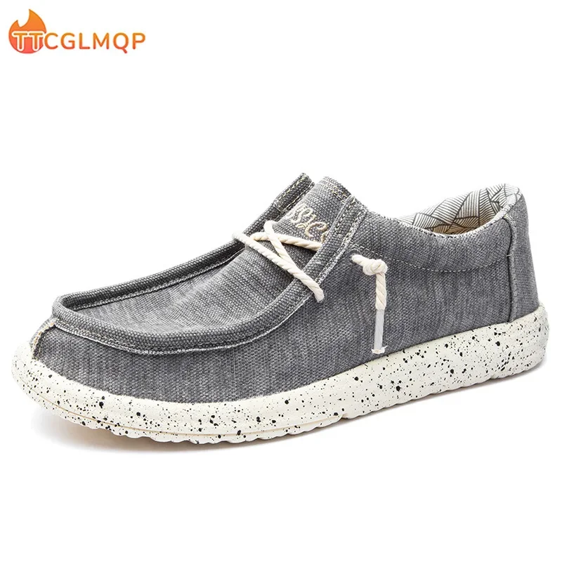 2023 Summer Men Canvas Shoes Espadrilles Breathable Casual Shoes Men Loafers Comfortable Ultralight Lazy Boat Shoes Plus Size 48