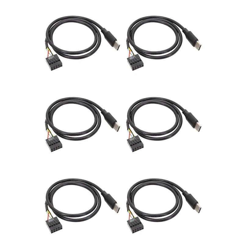 6Pcs USB 9Pin To USB Type C Cable For Computer Motherboard To USBC Secondary Screen PC LCD Screen 9Pin USB Cable Adapter