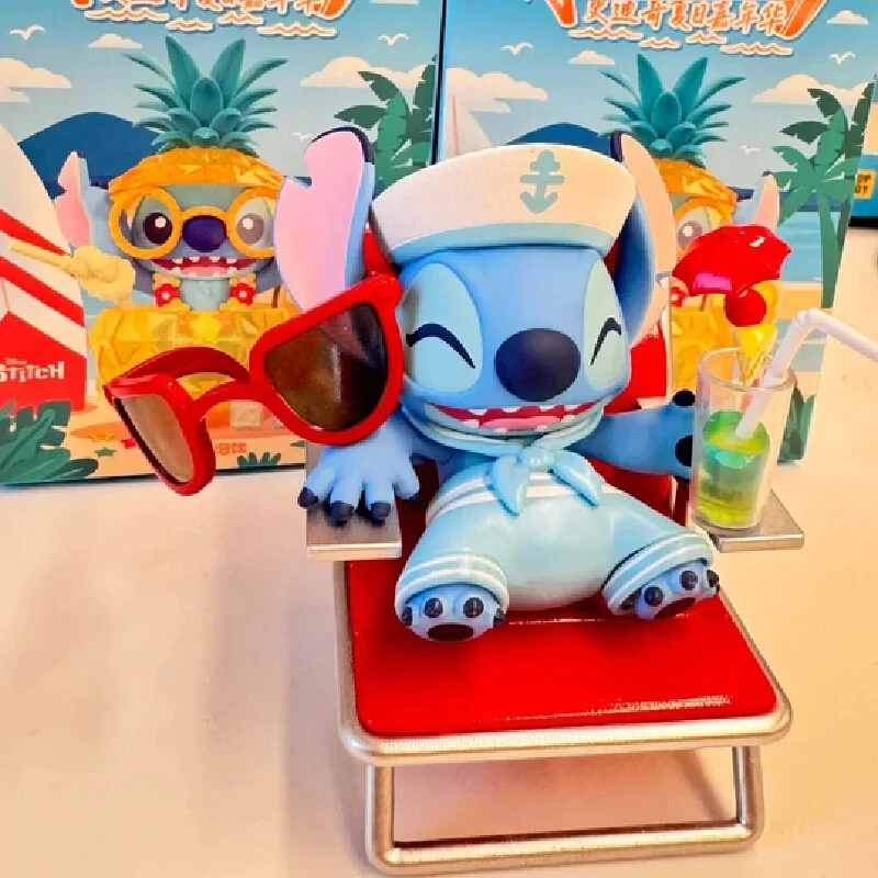 Disney Stich Sommer Karneval Serie Kawaii Blind Box Überraschung Box Figur Erraten Tasche Anime Puppe Sammlung Modell Spielzeug Kinder Geschenk