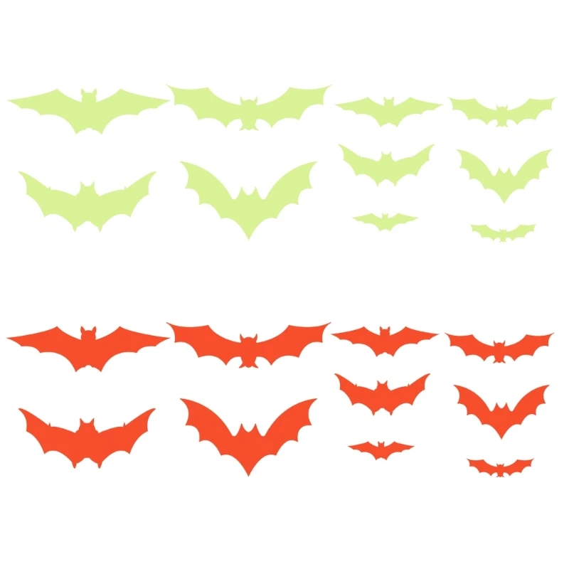 12Pcs Halloween Window Stickers Individualized Noctilucent Bat Wall Decals for Halloween Decorations