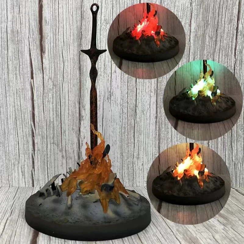 In Stock Anime DARK SOULS Figure Bonfire A Glowing Bonfire Figures Comes with Remote Control PVC Collection Model Christmas Gift