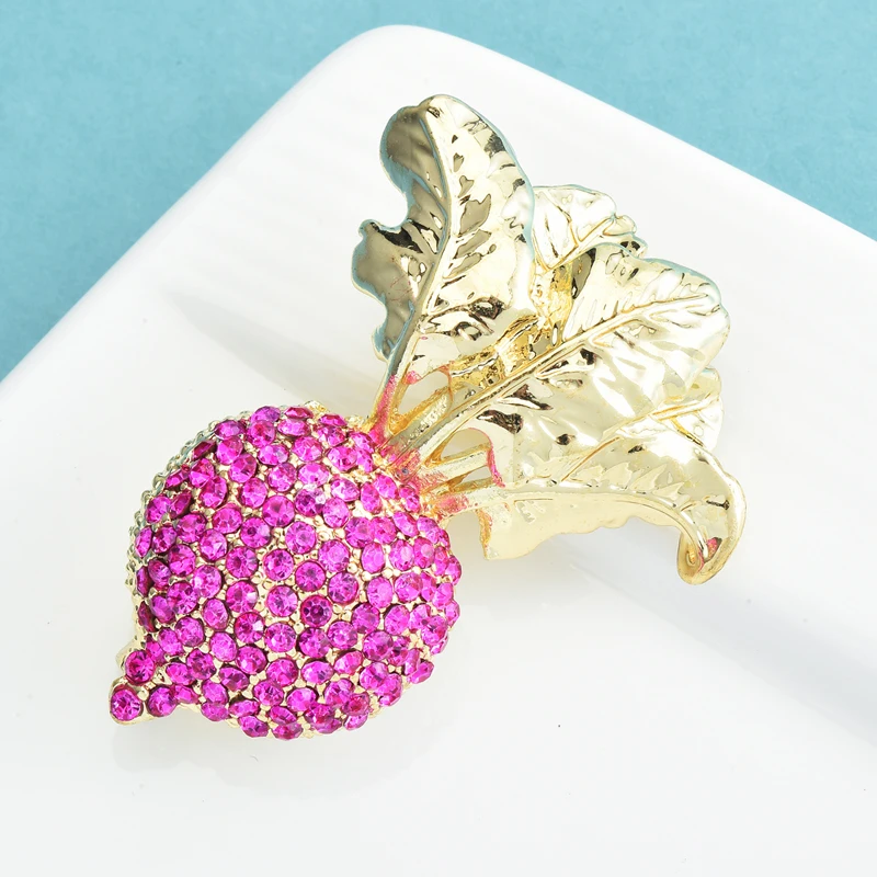 

Wuli&baby Rhinestone Radish Brooches For Women Unisex Lovely Shining Carrot Plants Party Casual Brooch Pins Gifts