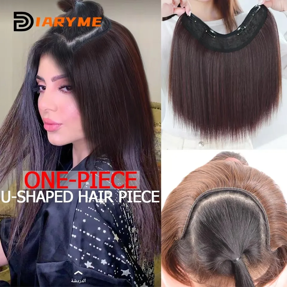 Synthetic Hair Pieces Invisible Clip In Hair Pad High Hair Pieces In Hair Extension Fluffy Synthetic Natural Wig For Women ﻿