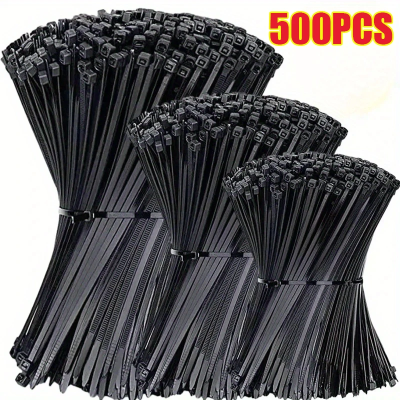 500/100Pcs Plastic Cable Ties Wire Tie Cable Binder Self-locking Cord Ties Straps Adjustable Cables Fastening Loop Home Zip Tie