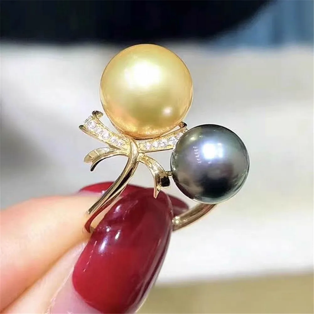 

S925 Silver Sterling Ring Inlaid Zirconia Half Hole Pearl Ring Base Resizable Design DIY Handmade Fine Jewelry Ring Accessories