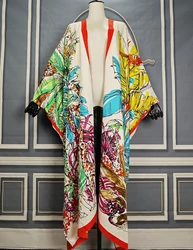 Europe Fashion Summer Sexy Lady Boho Beach Bikini Loose Cardigans African Muslim Lady Ramadan Long Robe Kimonos For Holiday